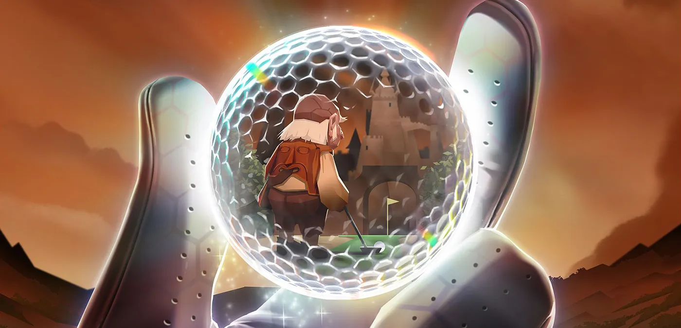 Captura Walkabout Mini Golf Bola Transparente Con Figuras Adentro Sostenida Por Manos Gigantes