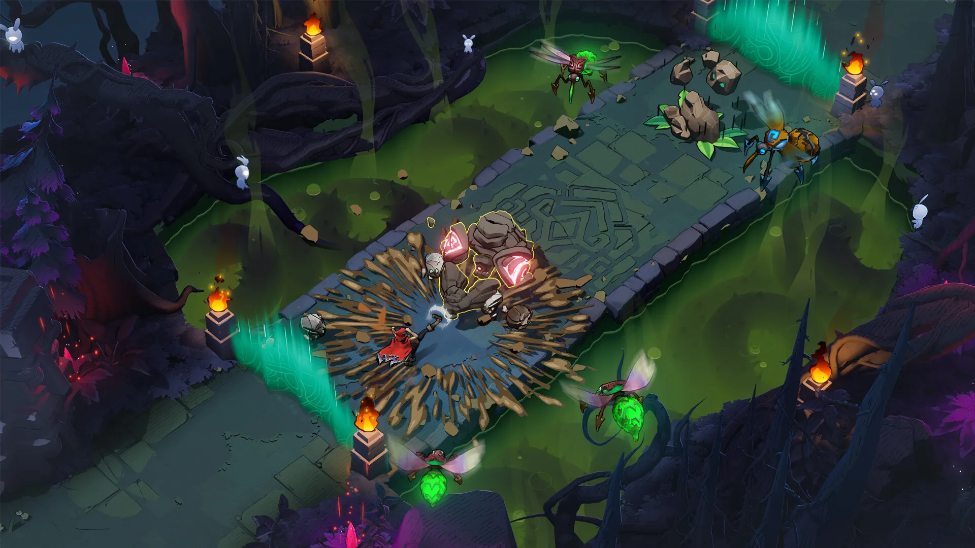 Captura Wizard Of Legend II Puente Flotante Con Enemigos Y Trampas Brillantes