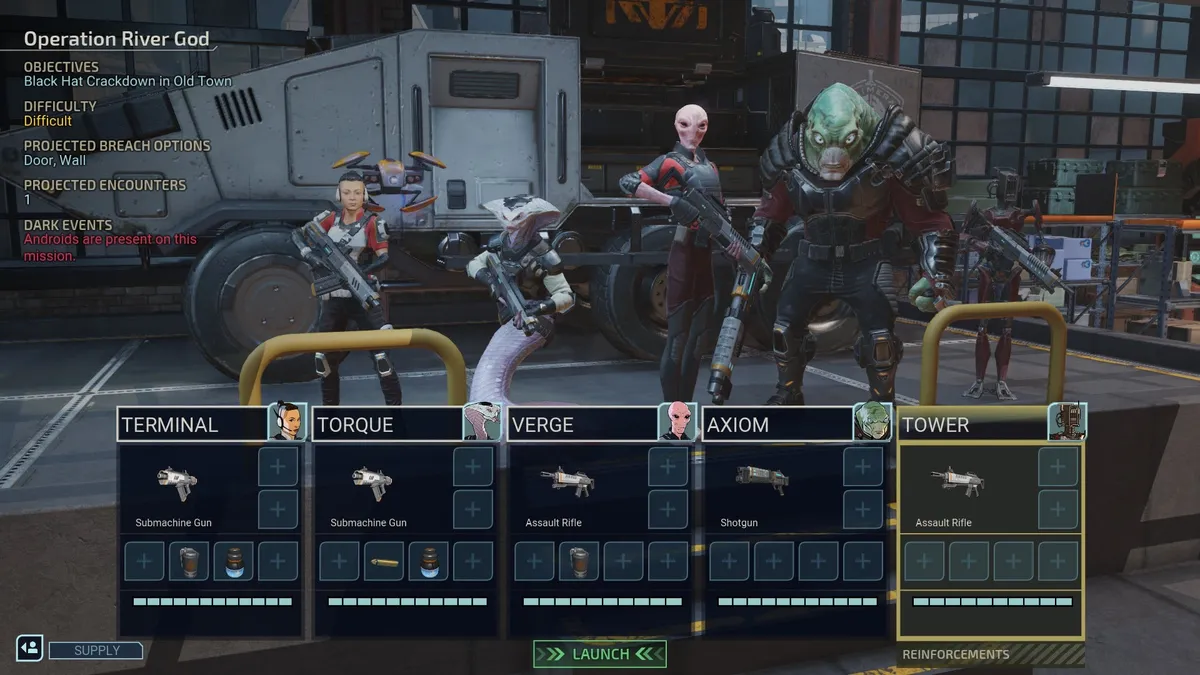 Captura XCOM Chimera Squad – Terminal Torque Verge Y Axiom Preparados Para La Operacion Junto Al Androide Tower