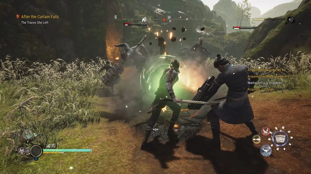 Captura Xuan Yuan Sword 7 – Duelo Entre Dos Guerreros Con Poderes Magicos En Una Explanada