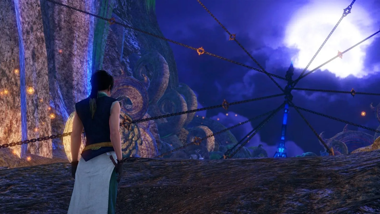 Captura Xuan Yuan Sword The Gate Of Firmament Protagonista En Estructura Iluminada Por La Luna