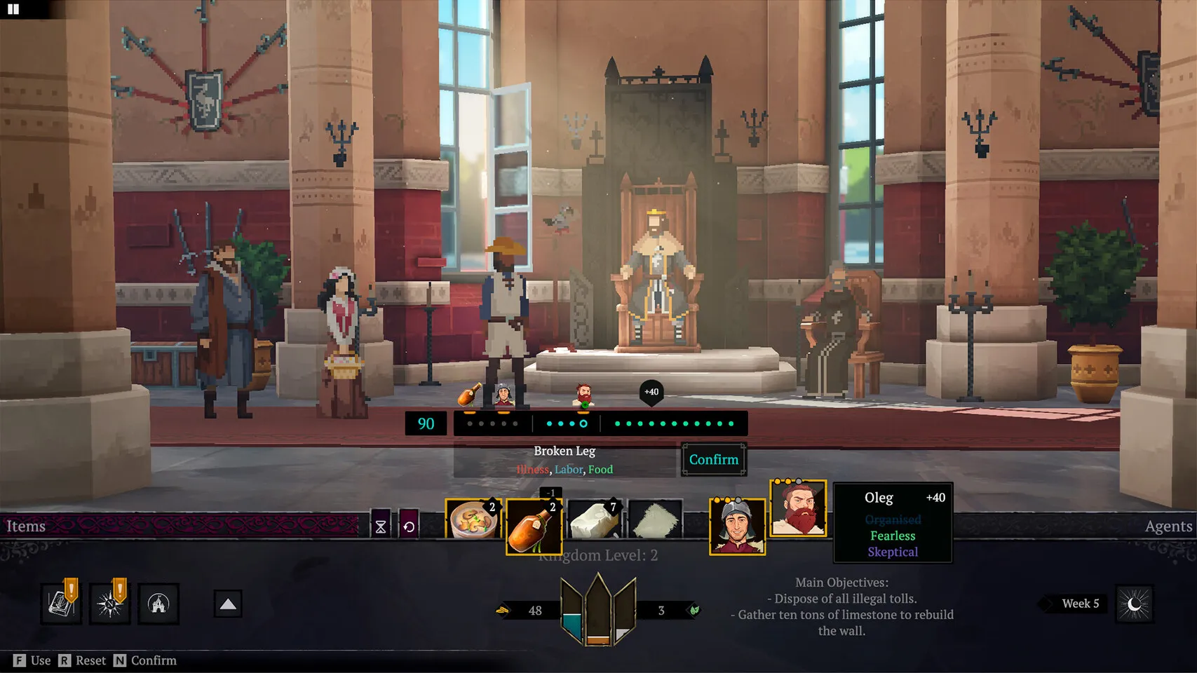 Captura Yes Your Grace Snowfall – Escena Dentro Del Trono Con Personajes En Fila Pidiendo Ayuda Al Rey