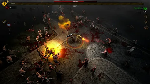 Captura Yet Another Zombie Survivors Oleada De Zombis Rodeando Al Jugador Con Armas Automaticas