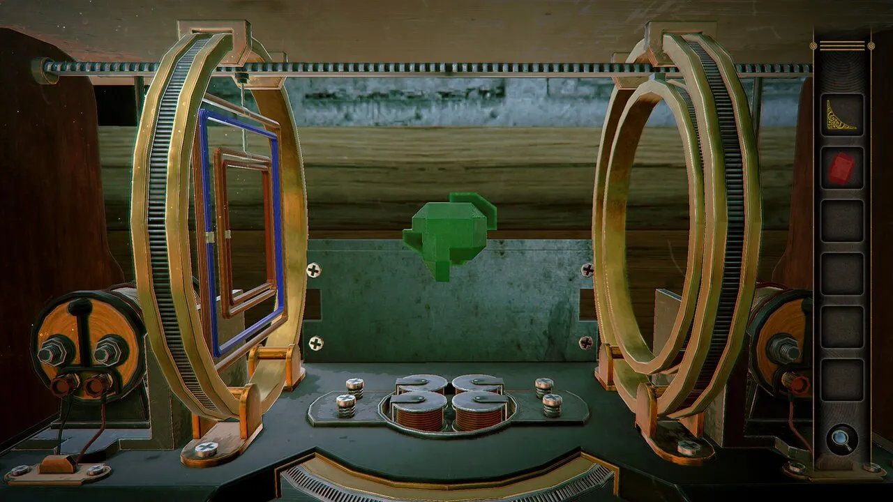 Captura 3D Escape Room Detective Story Dos Capsulas Circulares Rodean Un Pequeno Arbol En El Centro De Una