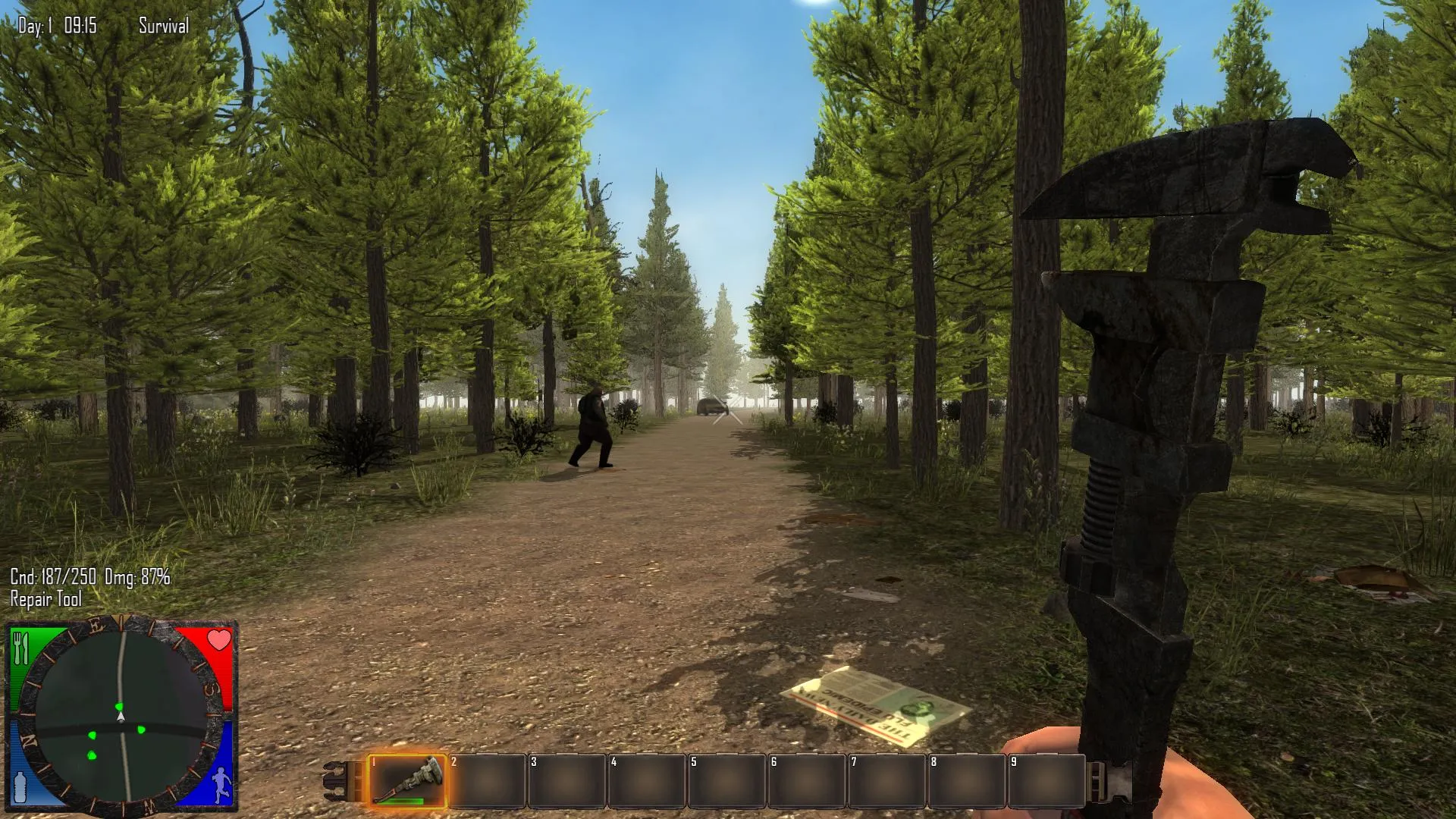 Captura 7 Days To Die – Caminando Entre Arboles Con Arma Improvisada En Mano