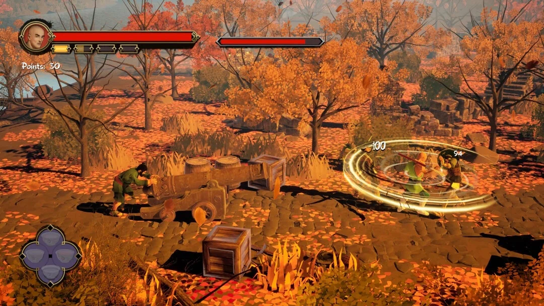 Captura 9 Monkeys Of Shaolin – Combate En Zona Rural Con Arboles Otonales Y Efectos Giratorios