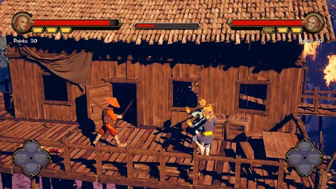 Captura 9 Monkeys Of Shaolin – Pelea Sobre Una Plataforma De Madera Frente A Una Casa Rustica