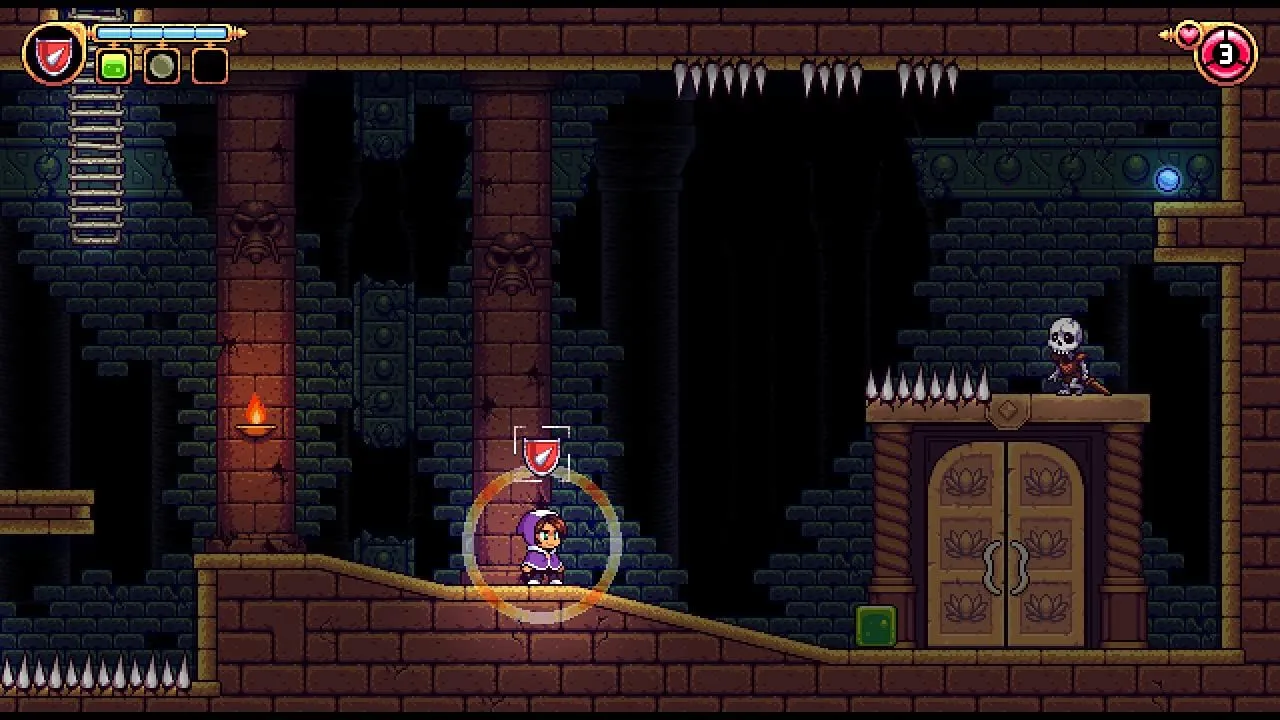 Captura Alwas Legacy – Interior De Mazmorra Con Pinchos Y Plataformas En Ruinas