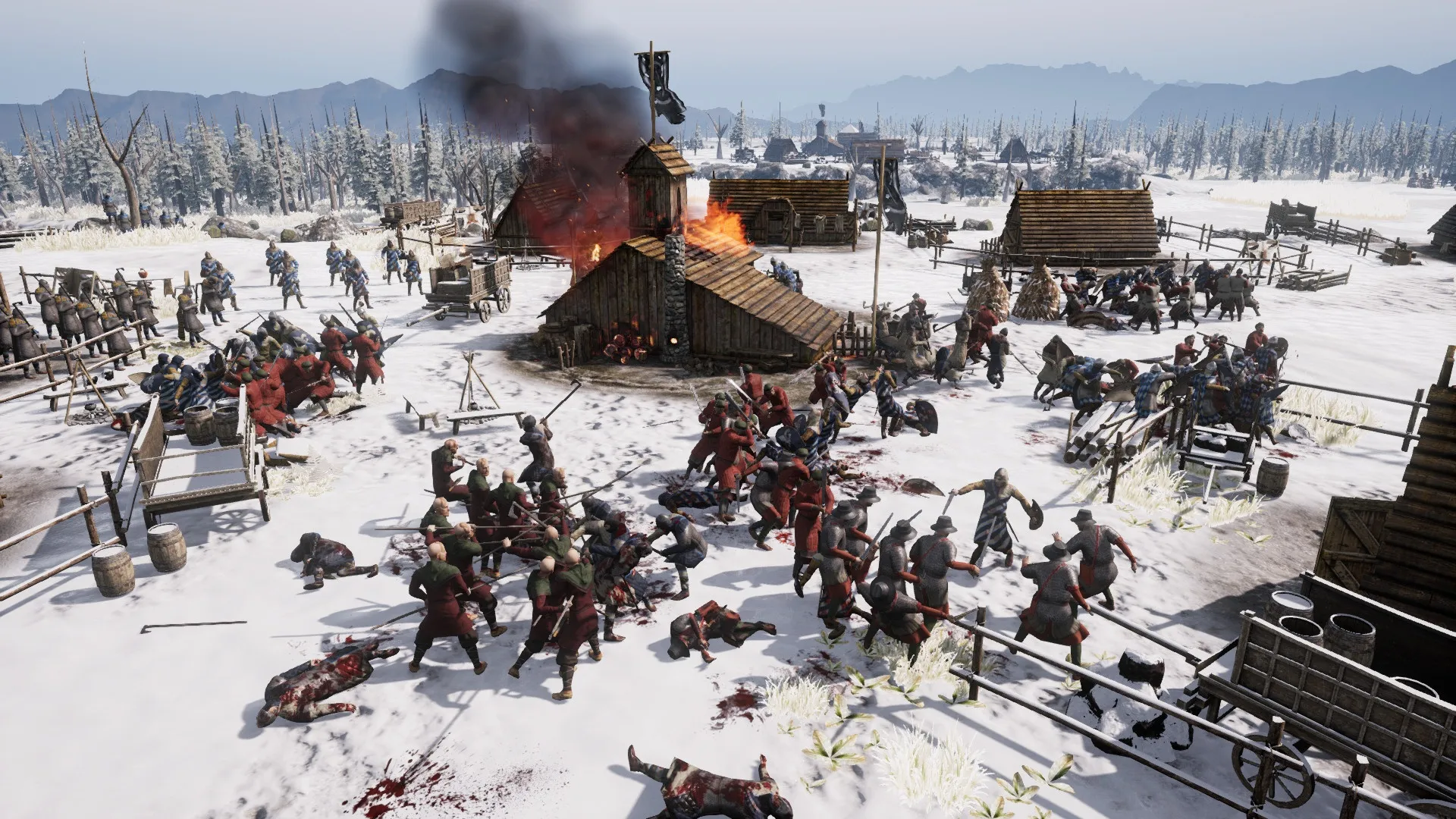 Captura Ancestors Legacy – Combate Sangriento Entre Vikingos Y Defensores En Una Aldea Nevada
