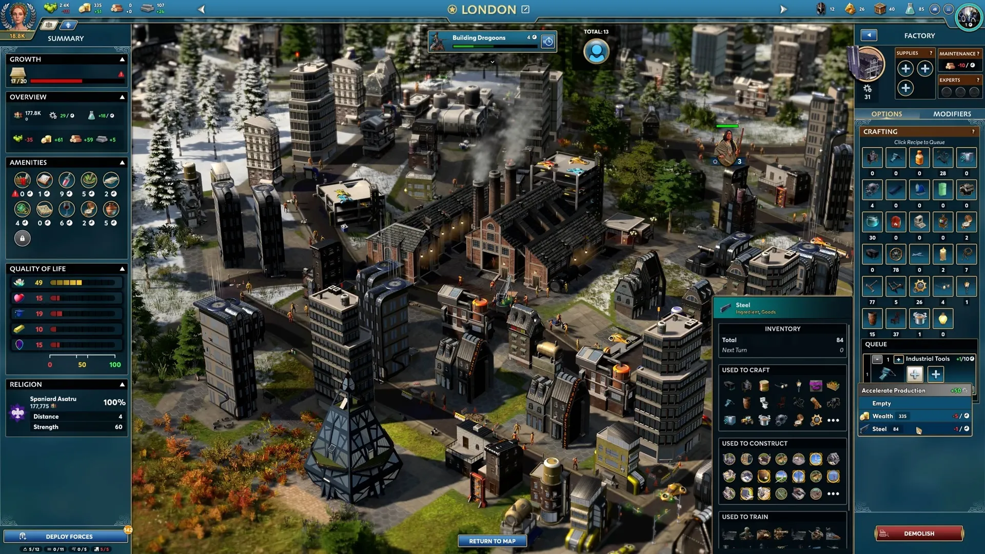 Captura Ara History Untold – Vista Aerea De Una Ciudad Moderna Con Edificios Altos Y Panel De Interfaz Al Borde
