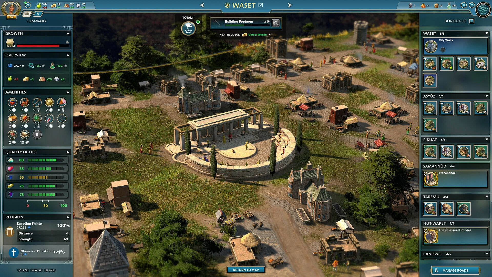 Captura Ara History Untold – Zona Rural Con Estructuras Sencillas Y Menu De Acciones Al Borde De La Pantalla