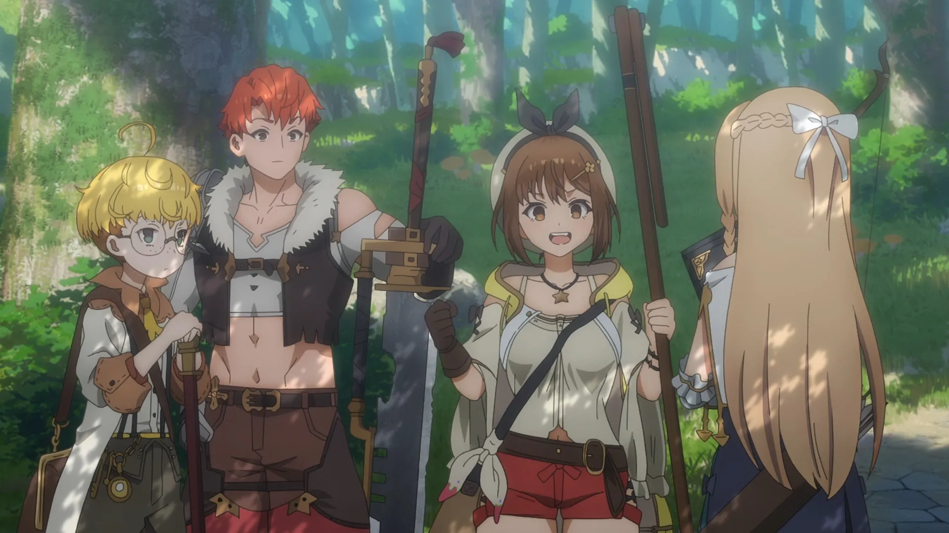 Captura Atelier Ryza Ever Darkness The Secret Hideout El Grupo Principal Reunido En Un Bosque Conversando