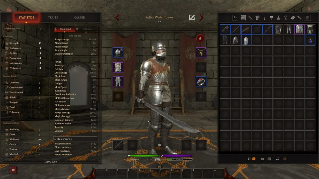 Captura Blackthorn Arena Vista Del Menu De Equipamiento Con Un Personaje En Armadura Brillante Al Centro