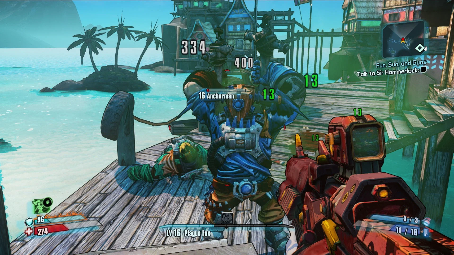 Captura Borderlands The Handsome Collection Enfrentamiento En Un Muelle Con Enemigos Y Armas