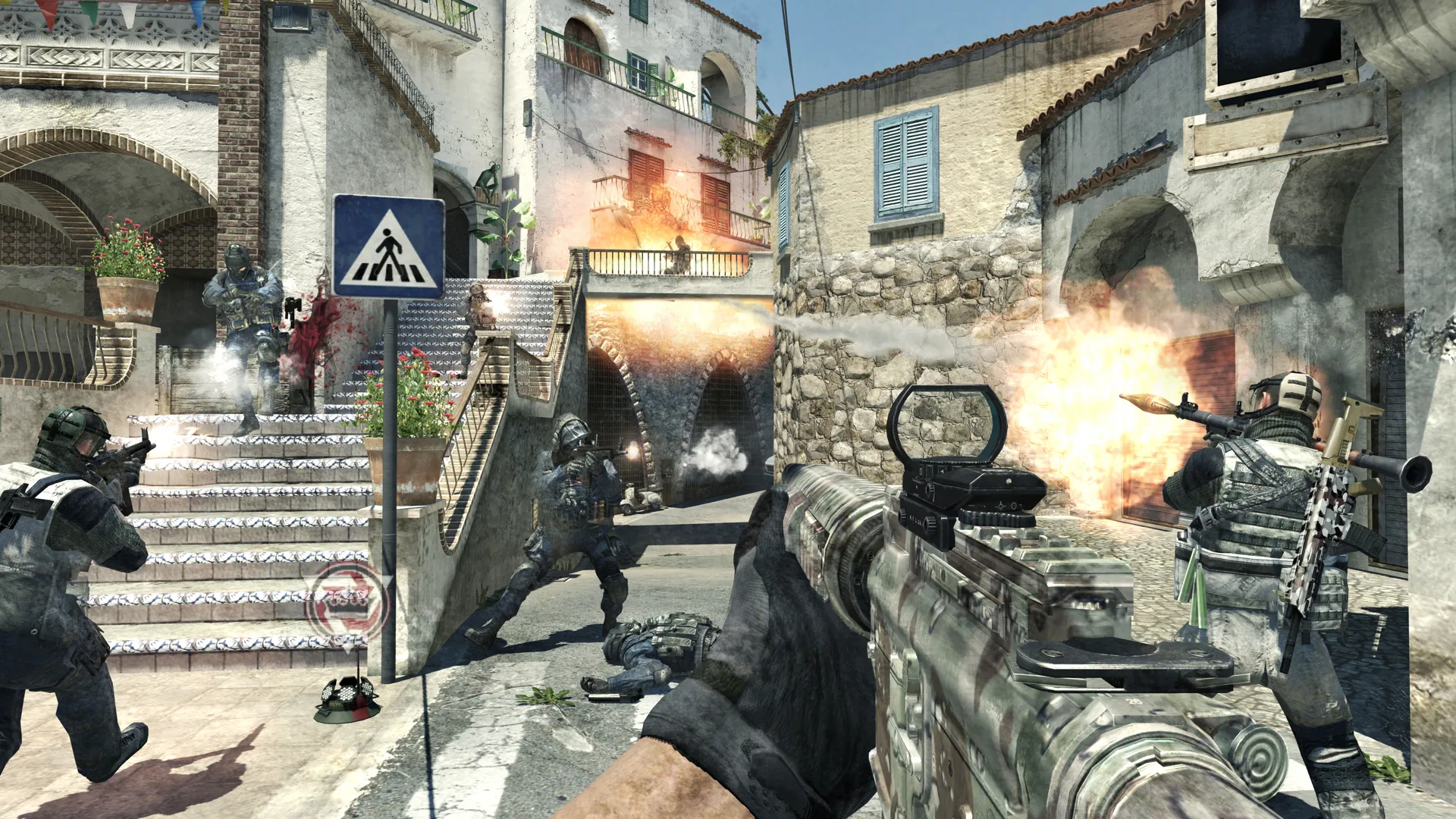 Captura Call Of Duty Modern Warfare 3 – Disparo En Primer Plano Con Explosion En Calle