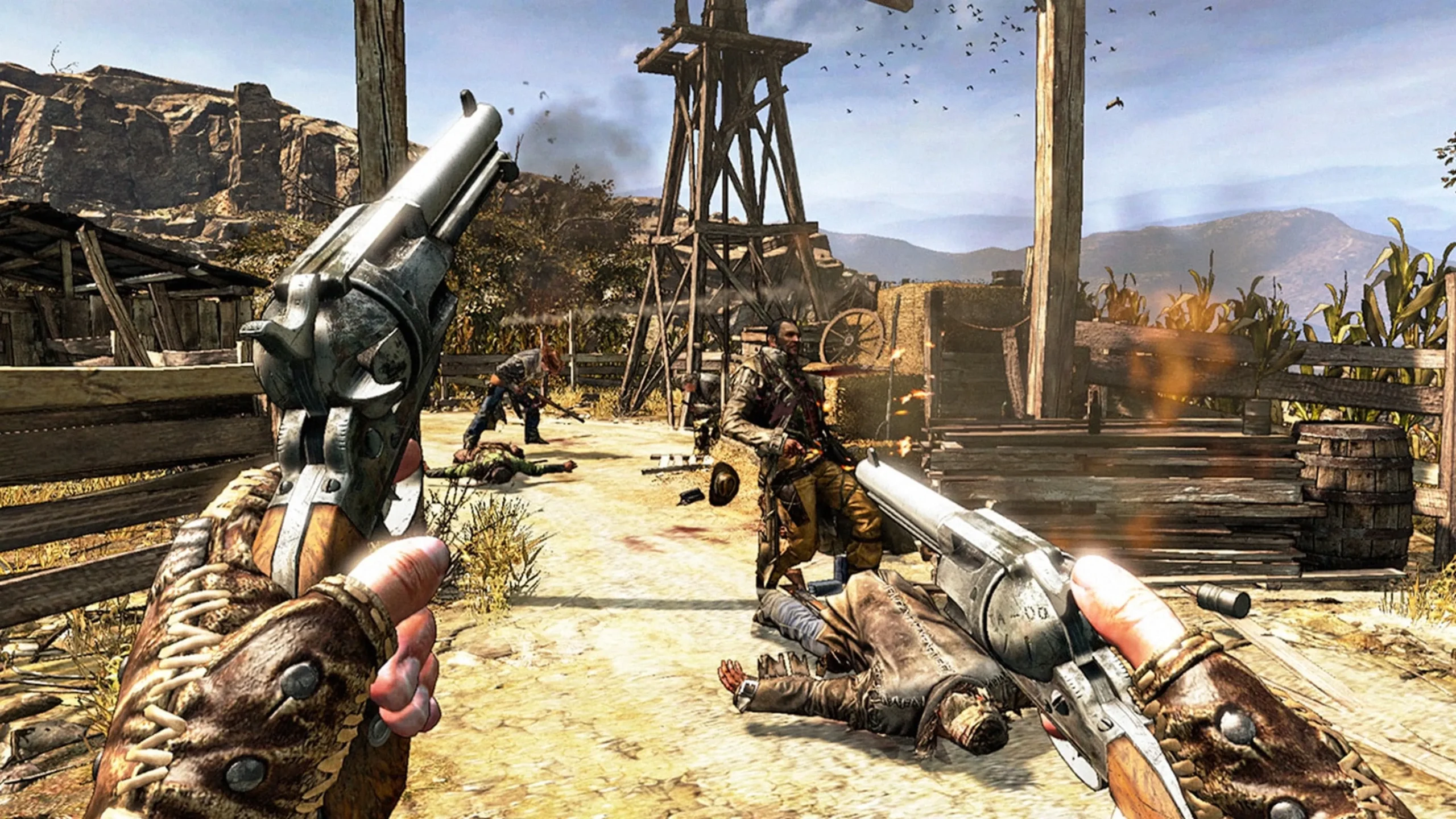 Captura Call Of Juarez Gunslinger El Protagonista Apunta Con Ambas Pistolas En Un Duelo En El Viejo Oeste Scaled