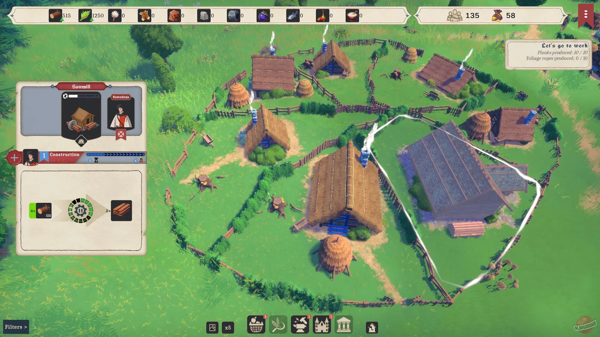 Captura City Tales Medieval Era – Zona Agricola Con Casas De Madera Y Menu De Interfaz Activo