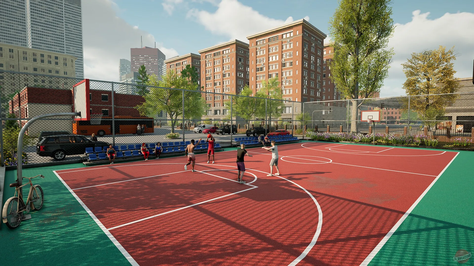 Captura Contract Ville – Ninos Jugando Baloncesto En Cancha Urbana