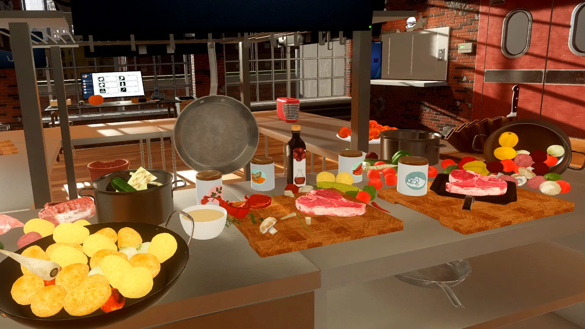 Captura Cooking Simulator – Alimentos Preparados Servidos En Platos Junto A Estufa Y Utensilios