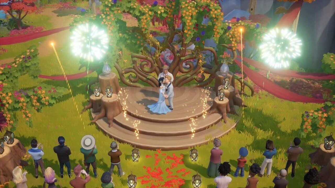 Captura Coral Island – Escenario De Boda Con Decoracion Natural Y Publico Alrededor