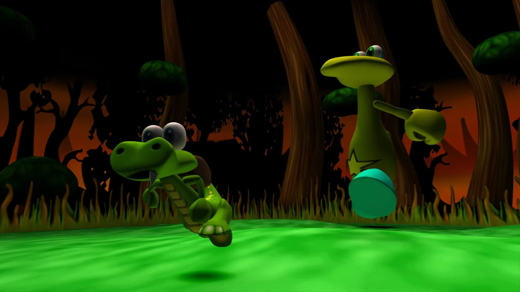 Captura Croc Legend Of The Gobbos – Croc Corre Entre Arboles Gigantes En Un Bosque Oscuro