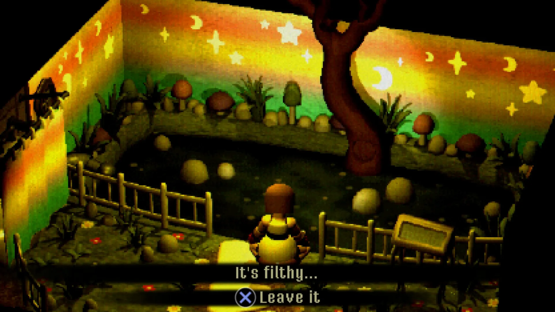 Captura Crow Country – Personaje Frente A Arbol En Habitacion Decorada Como Zona Infantil