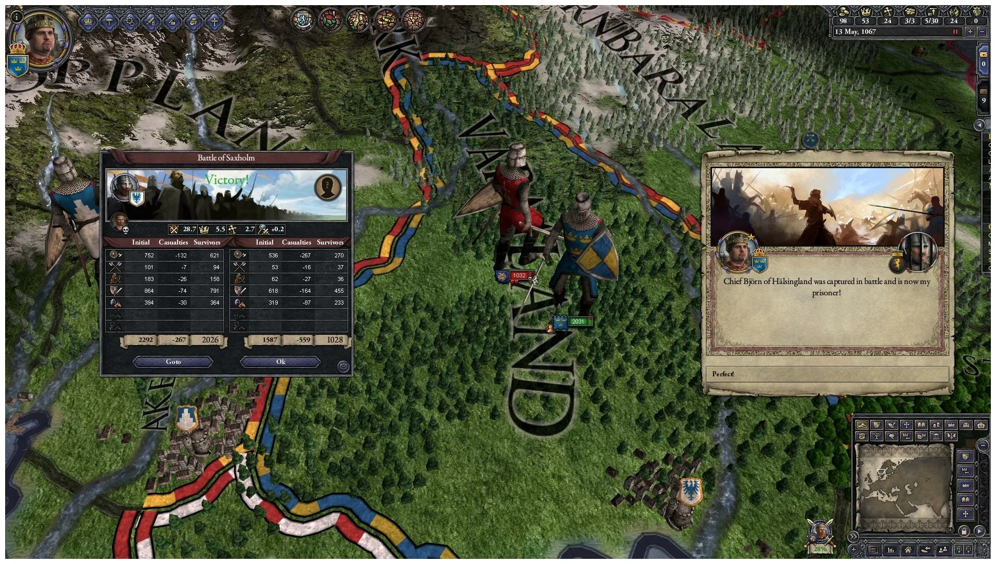 Captura Crusader Kings II Vista Detallada Del Mapa Con Eventos Activos Y Paneles Flotantes
