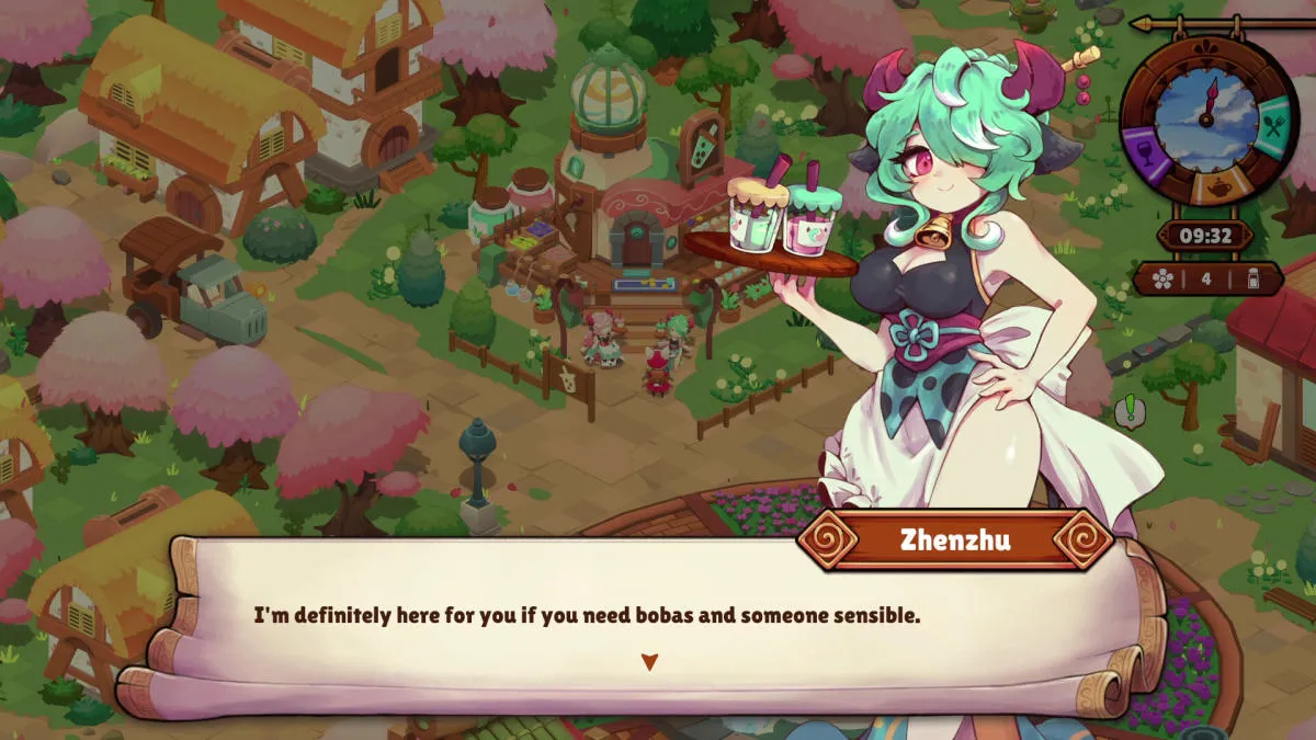 Captura Cuisineer Dialogo Con Personaje De Cabello Verde En Una Villa Animada