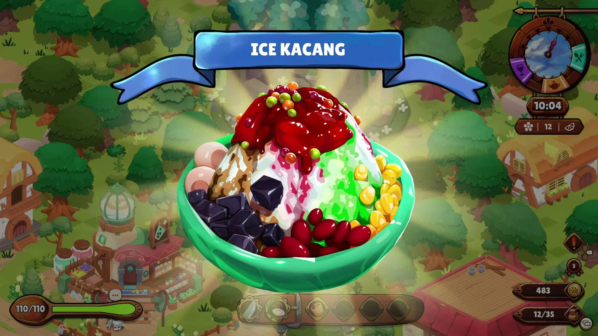 Captura Cuisineer Plato De Hielo Raspado Servido En Medio De Un Pueblo Colorido
