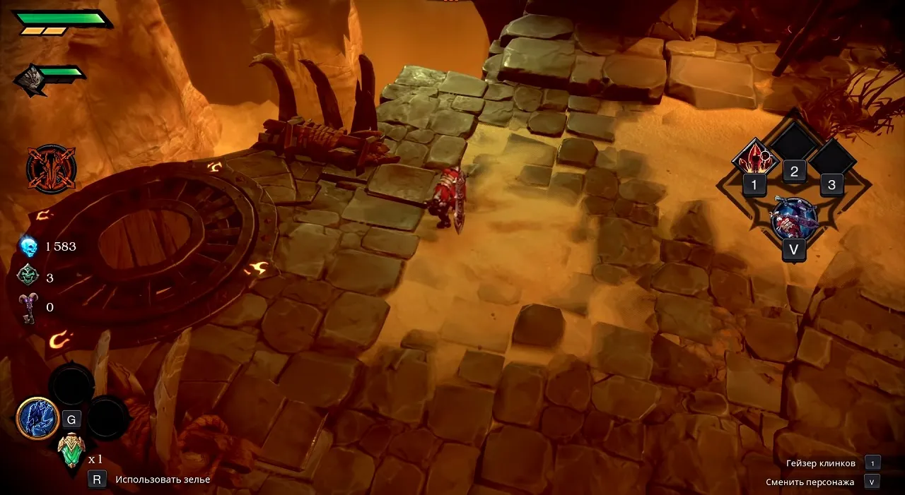 Captura Darksiders Genesis – Combate En Zona Elevada De Piedra Con Mapa Visible