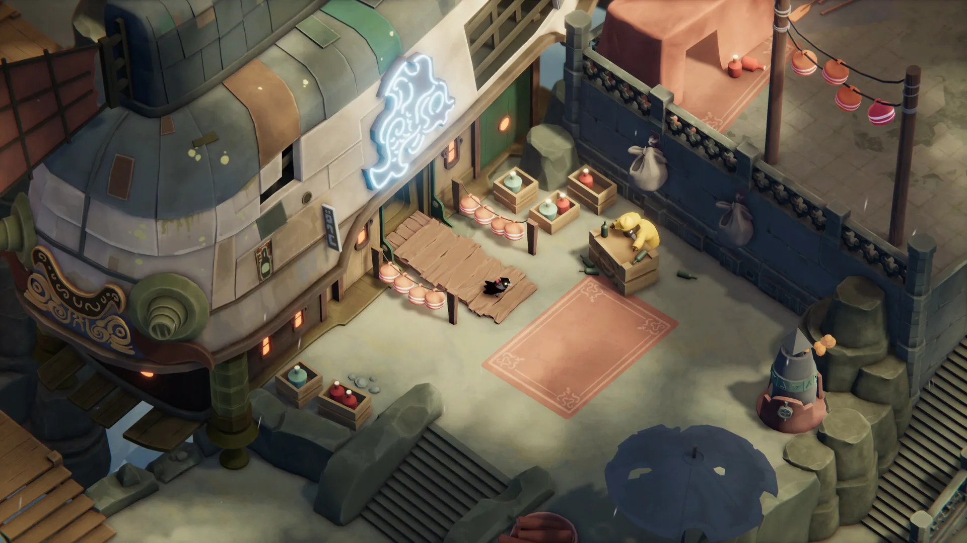 Captura Deaths Door – Area Urbana Con Edificios Y Objetos Flotantes