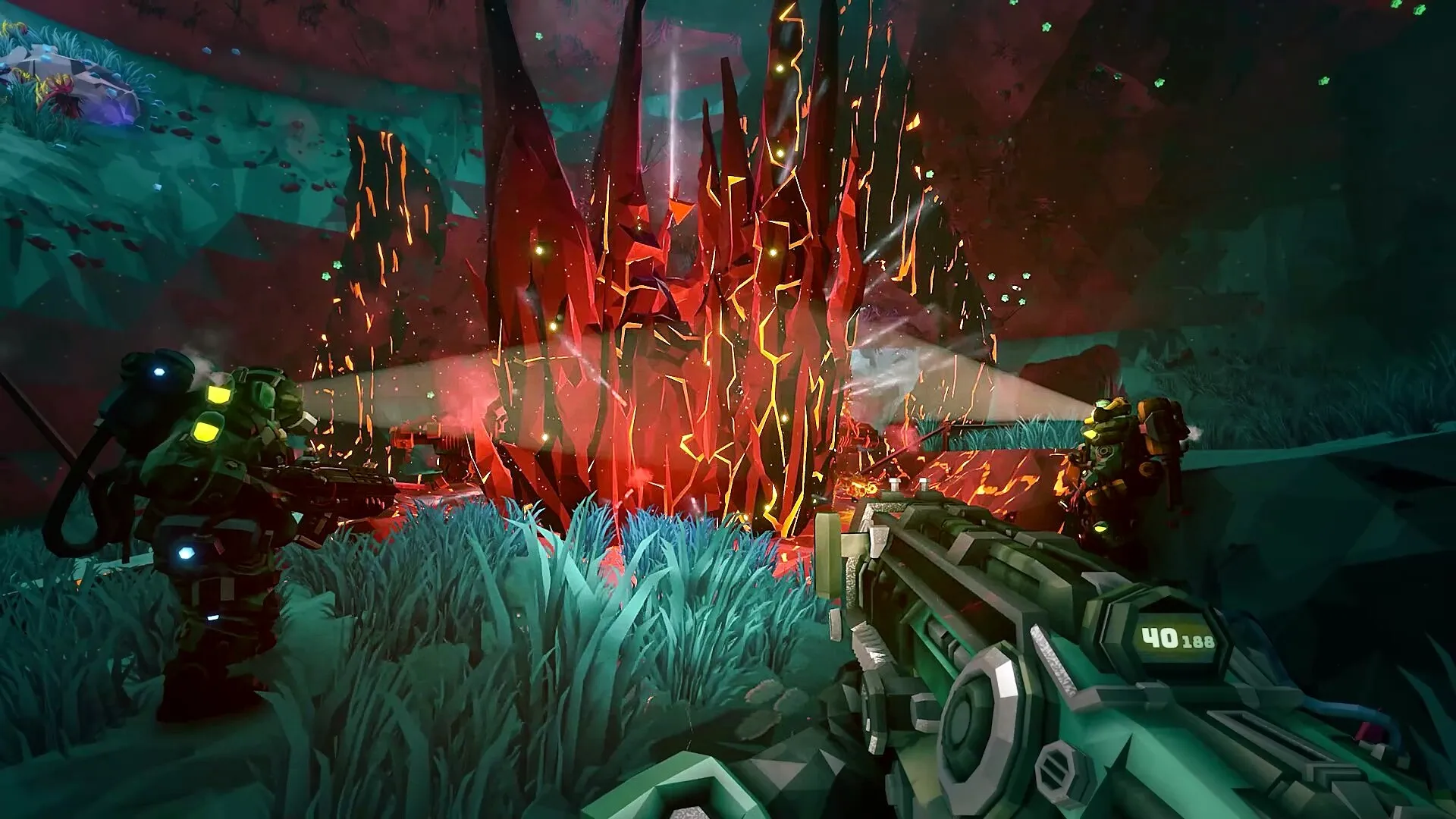 Captura Deep Rock Galactic Deluxe Edition – Combate En Una Cueva Roja Repleta De Enemigos
