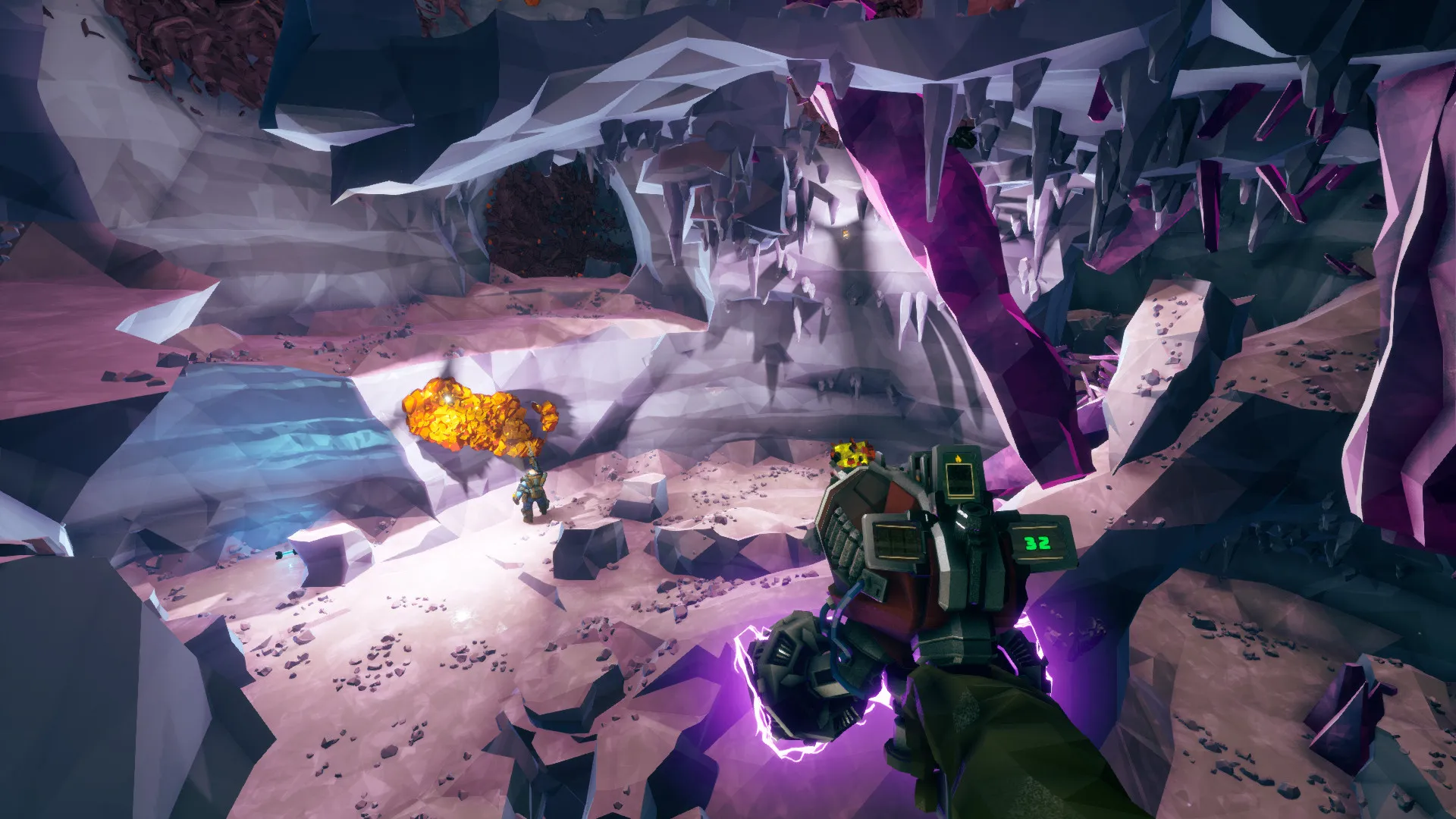 Captura Deep Rock Galactic Deluxe Edition – Exploracion En Un Tunel Congelado Con Enemigos Al Fondo