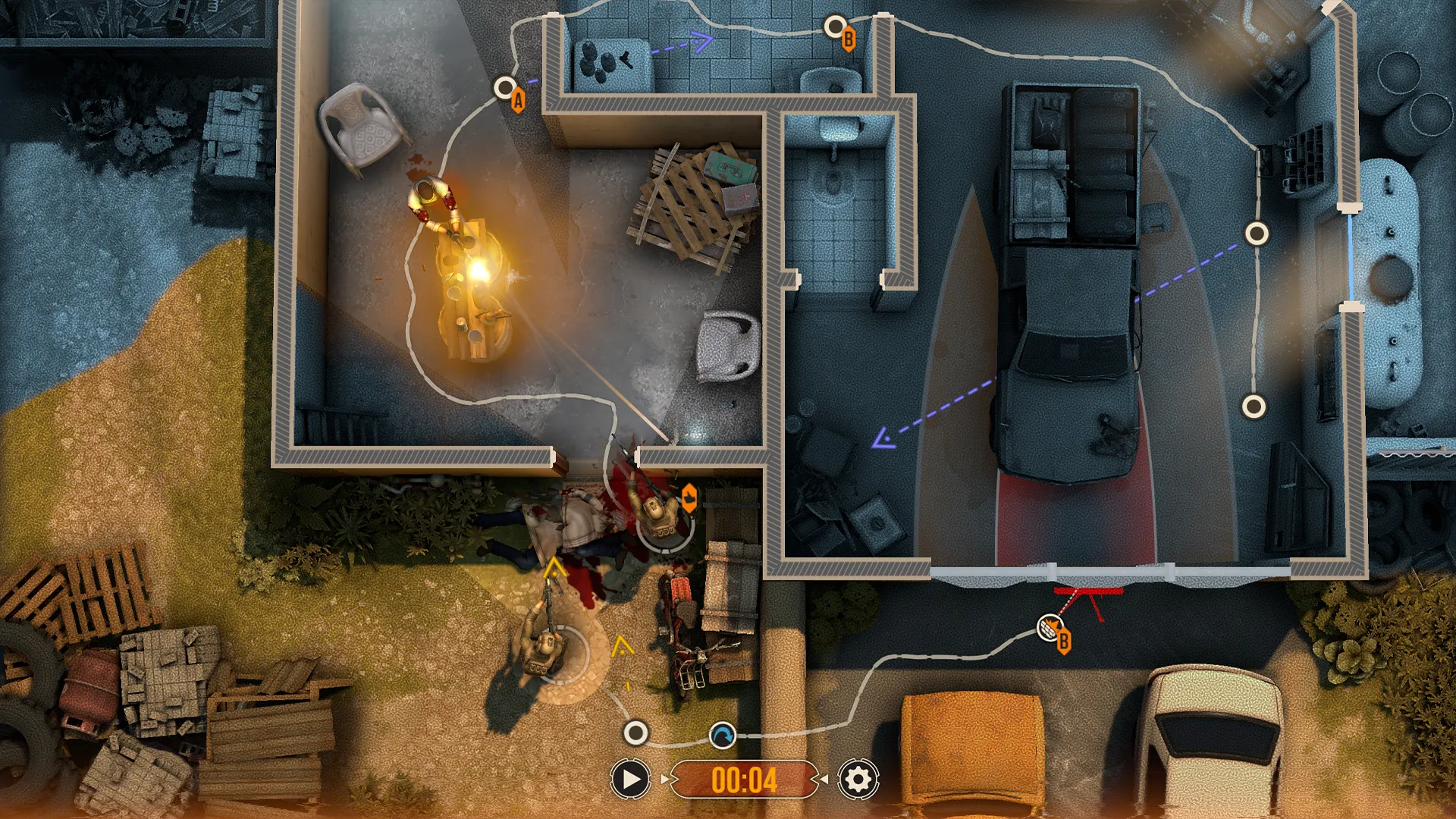 Captura Door Kickers 2 – Escenario Urbano Con Patrullas Muros Y Rutas Tacticas Activas