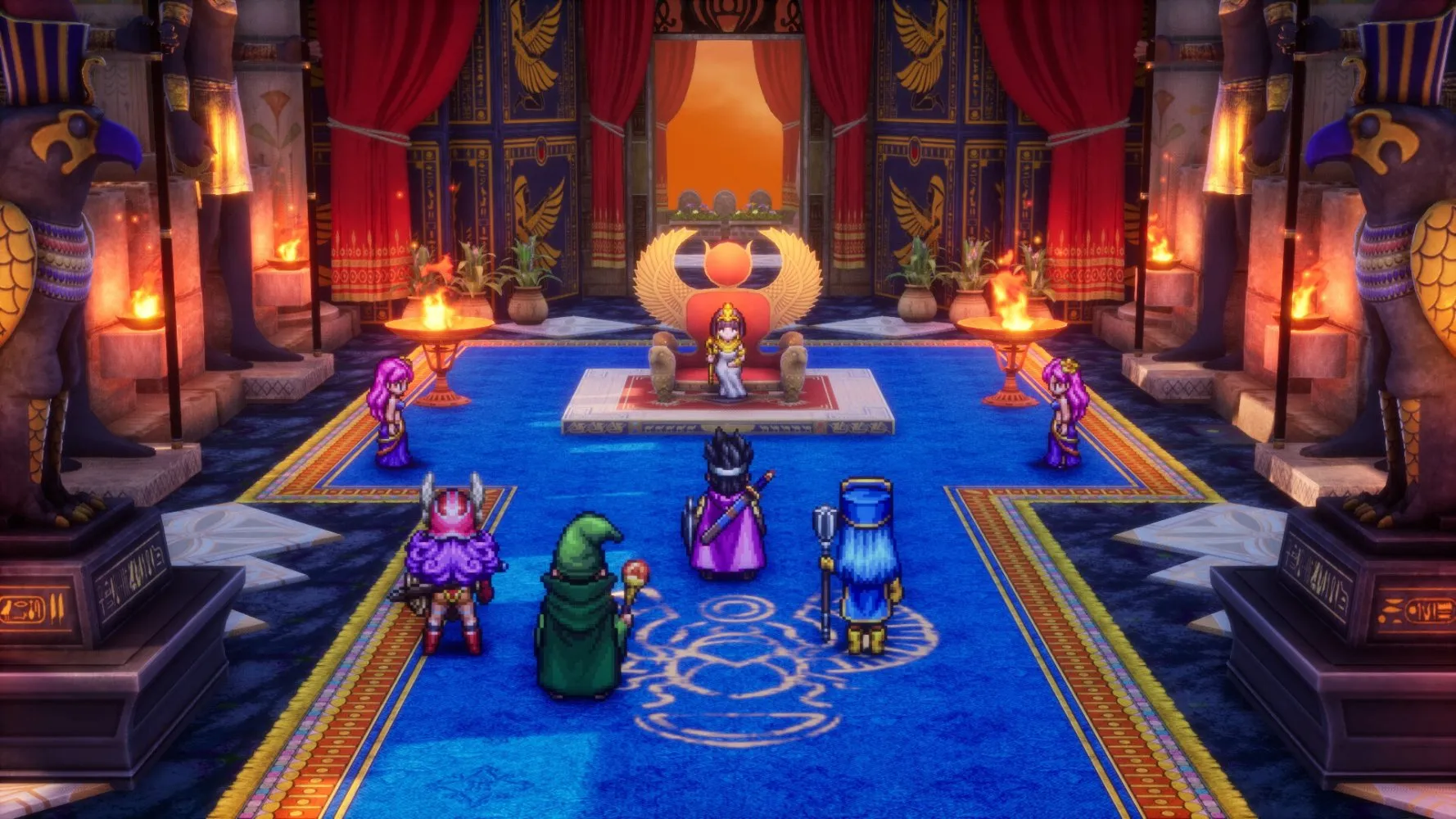 Captura Dragon Quest III HD 2D Remake – Escena En Sala Del Trono Con Personajes Alineados Frente Al Rey