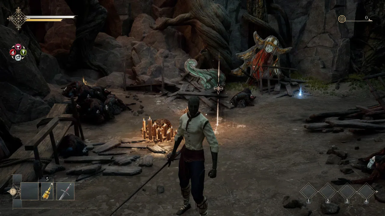 Captura Enotria The Last Song – Exploracion De Una Caverna Con Enemigos Y Fogata Encendida