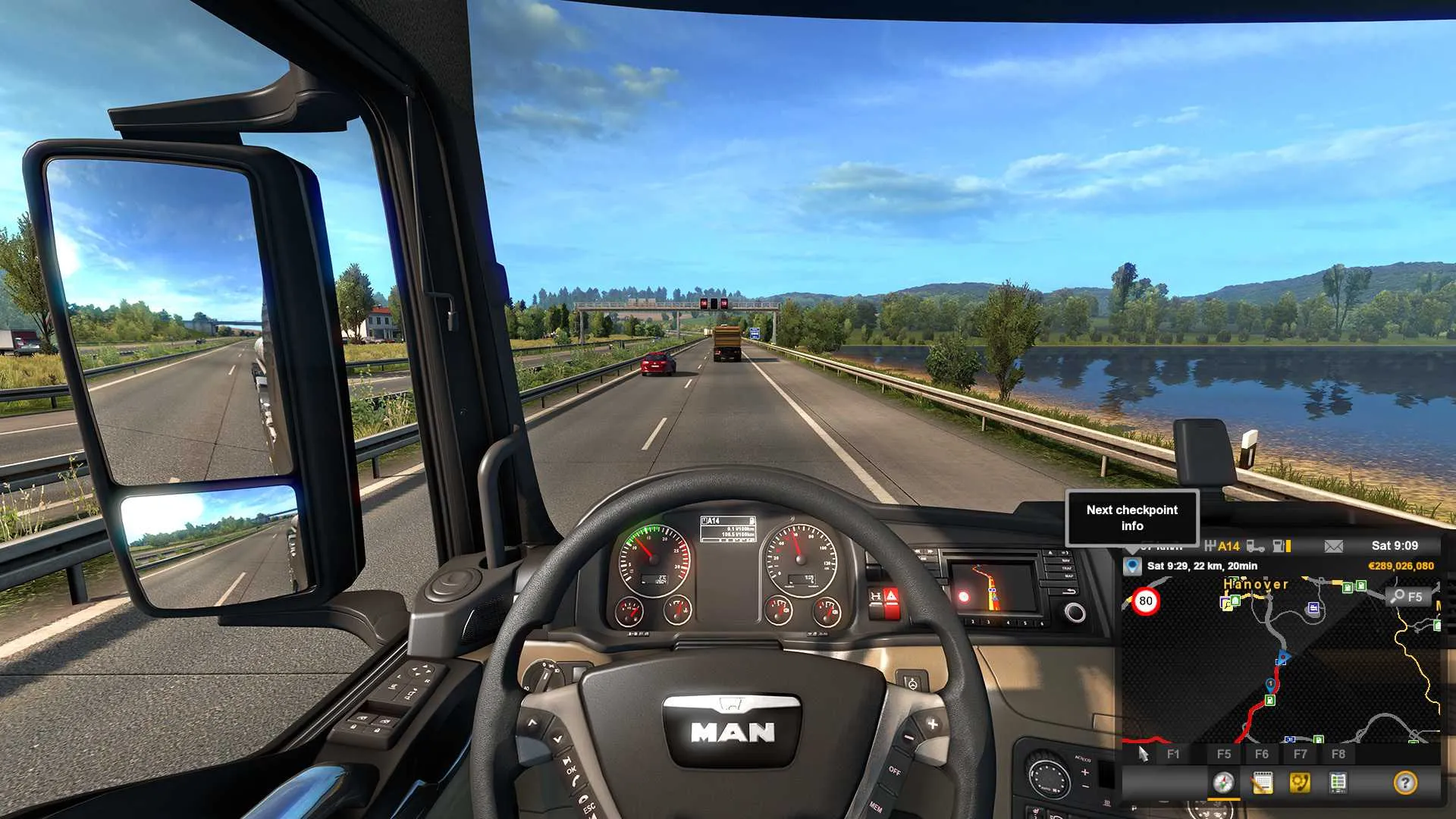 Captura Euro Truck Simulator 2 Vista Desde La Cabina Del Conductor Avanzando Por Una Autopista