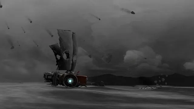 Captura FAR Lone Sails Tormenta Oscura Rodea La Maquina Mientras Avanza