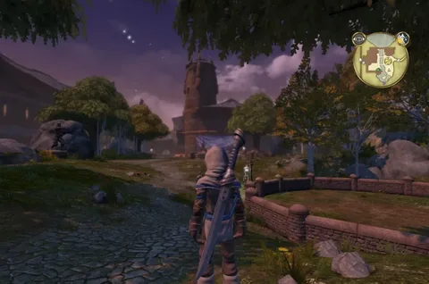 Captura Fable Anniversary – Personaje En Bosque Oscuro Con Cielo Morado