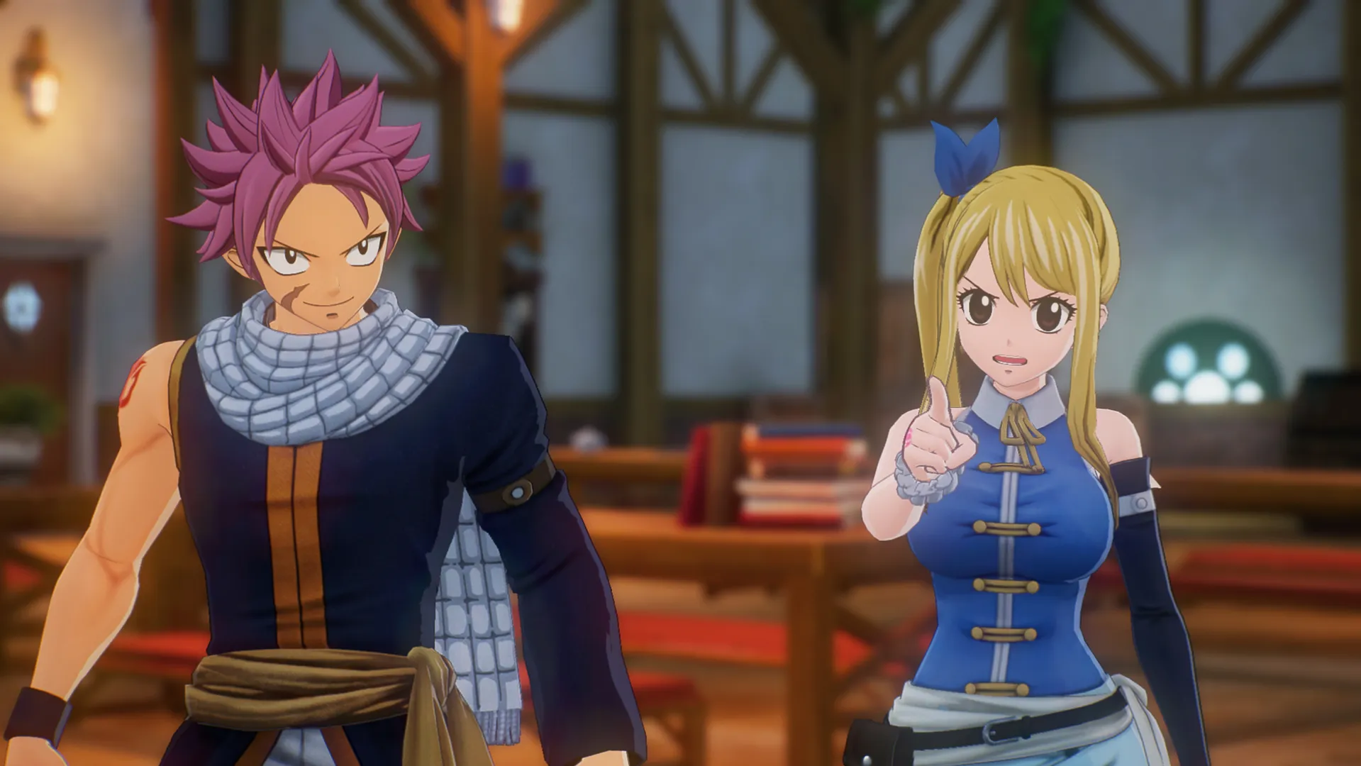 Captura Fairy Tail 2 – Natsu Y Lucy Conversando En Una Taberna Con Gesto Sonriente