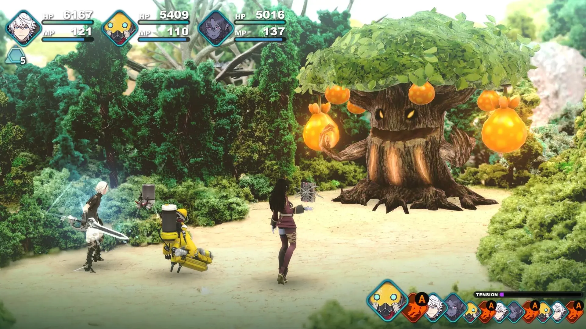Captura Fantasian Neo Dimension – Dos Personajes Luchan Contra Un Enemigo Con Calabazas Brillantes