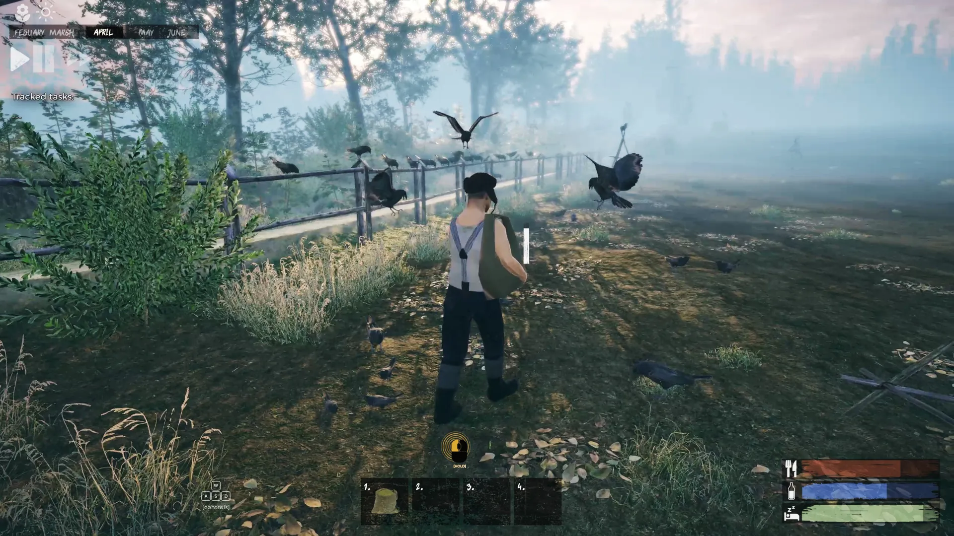 Captura Farmers Life – Personaje En Un Terreno Rural Con Gallinas Sueltas
