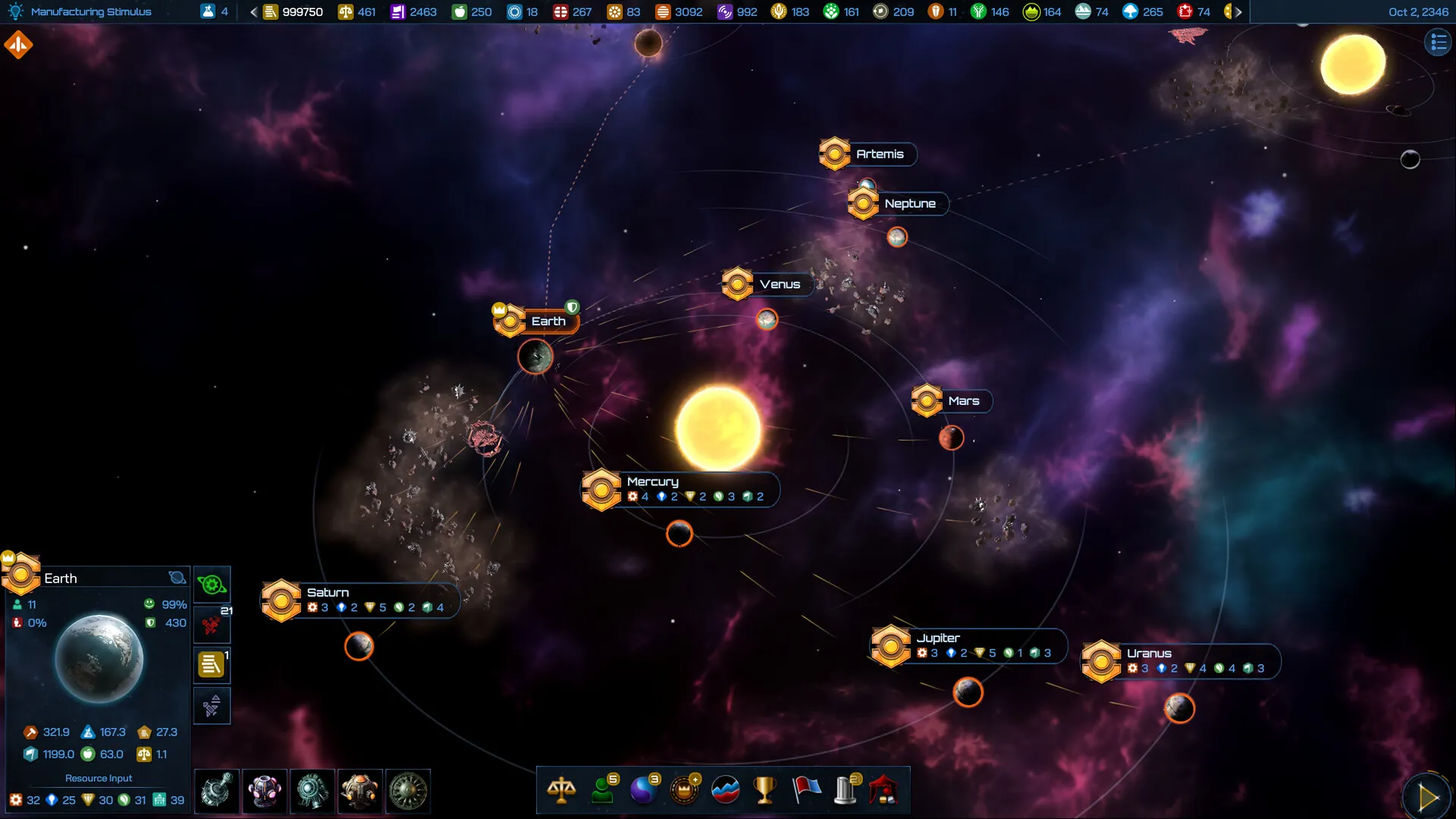 Captura Galactic Civilizations IV Supernova – Mapa Estelar Con Rutas Comerciales Entre Sistemas