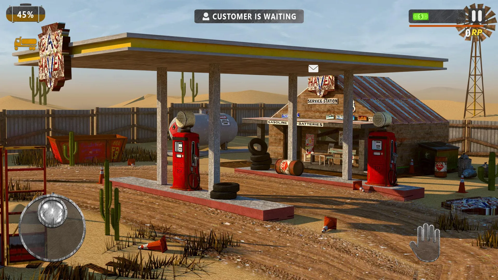 Captura Gas Station Simulator – Gasolinera Antigua Con Decoracion Del Desierto Y Camion Estacionado