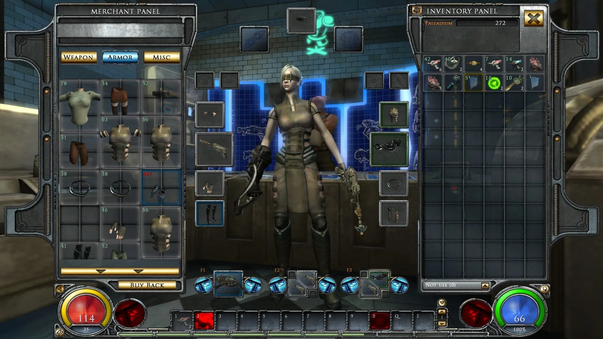 Captura Hellgate London – Interfaz Del Inventario Con Detalles De Armas Y Equipo