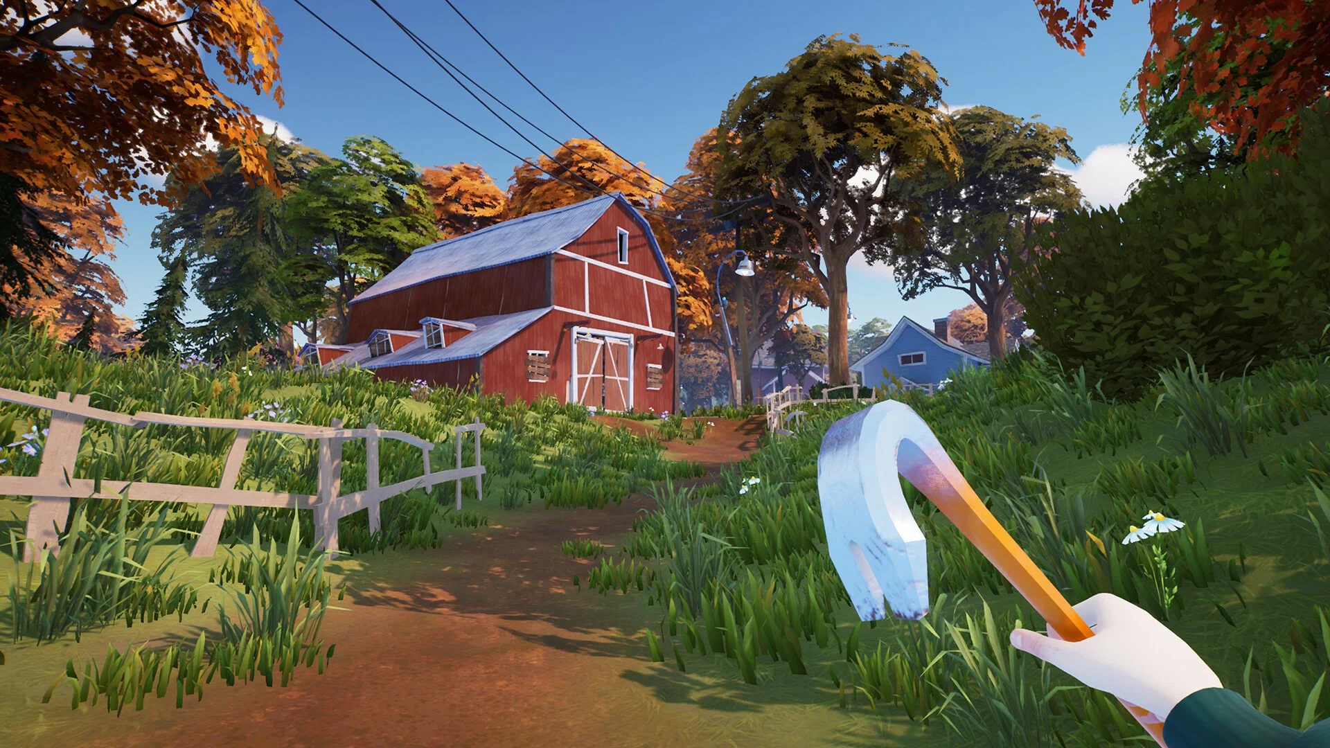 Captura Hello Neighbor 2 Deluxe Edition Jardin Soleado Con Un Personaje Acercandose Con Un Hacha