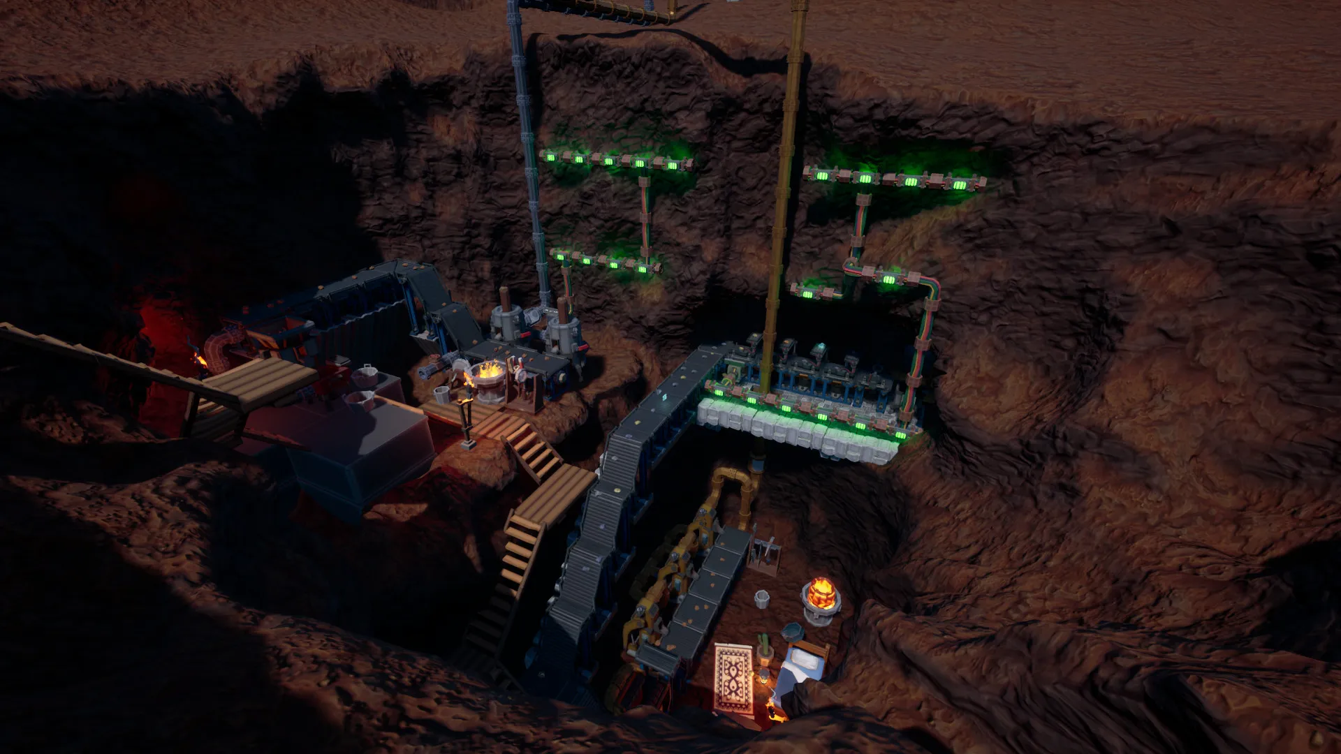 Captura Hydroneer – Excavacion Profunda Iluminada Por Focos Sobre Maquinaria Activa