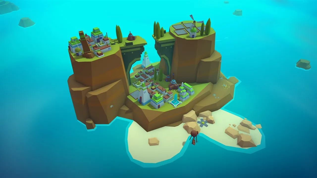 Captura ISLANDERS – Isla Desertica Con Casas Organizadas En Plataformas Flotantes