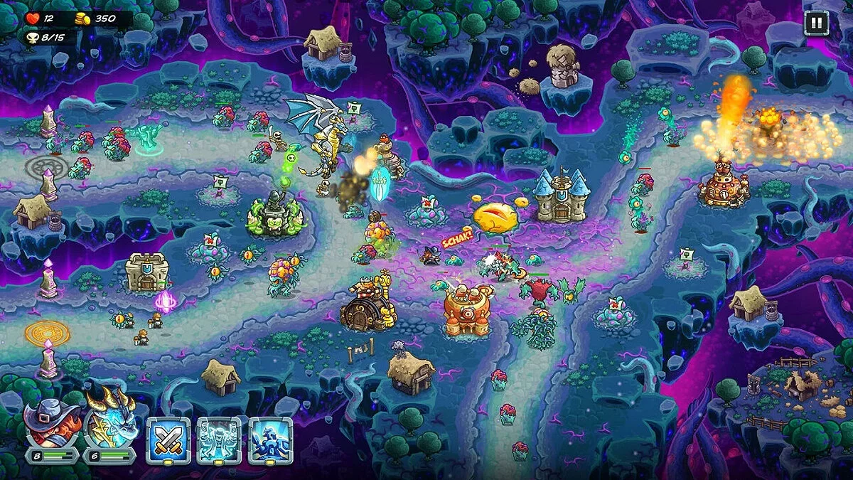 Captura Kingdom Rush 5 Alliance Vista Aerea De Un Nivel Con Enemigos Avanzando Entre Torres Magicas
