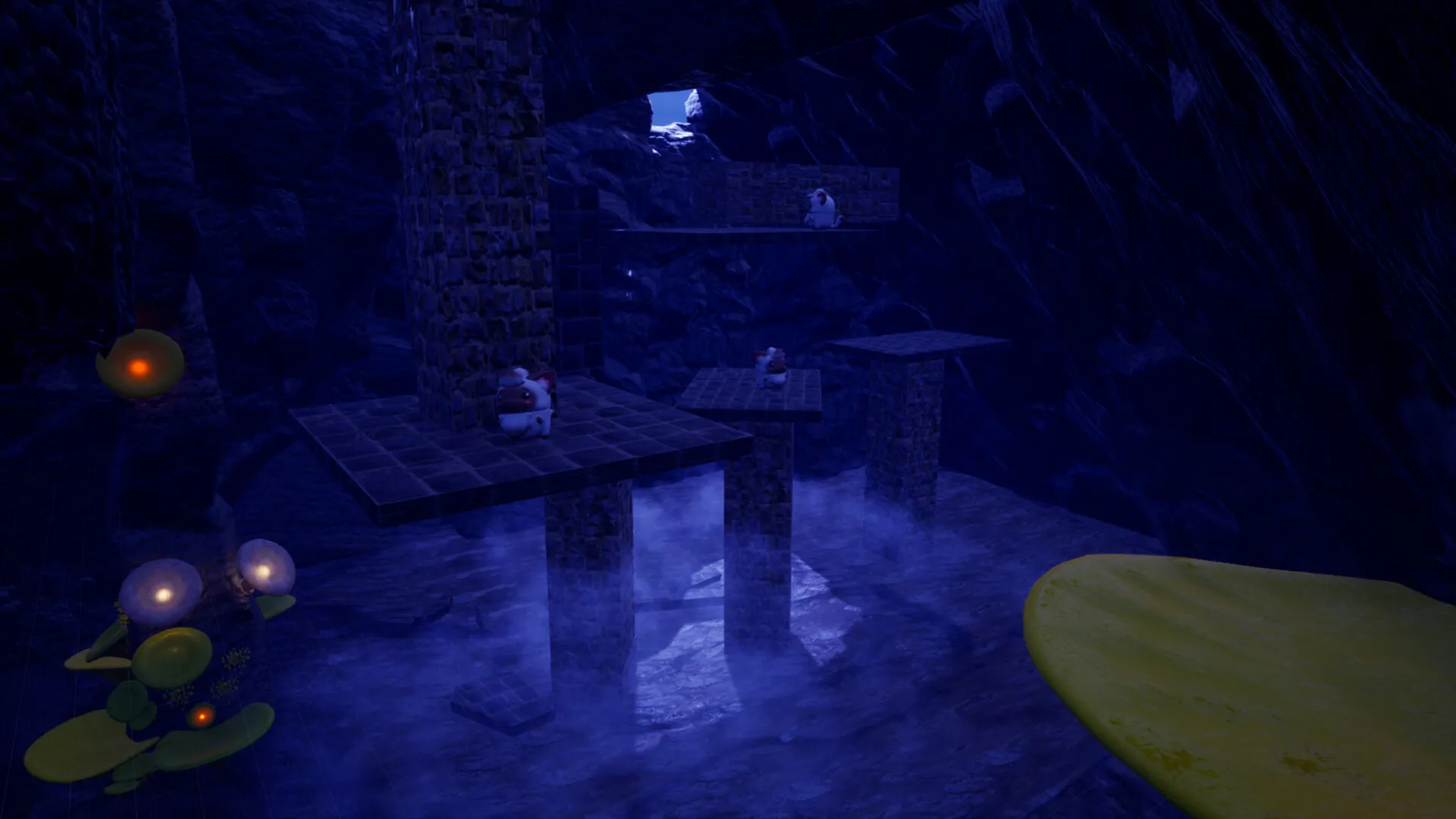 Captura Kitty Collapse – Escenario Exterior Con Plataformas Y Estructuras De Piedra Frente Al Mar